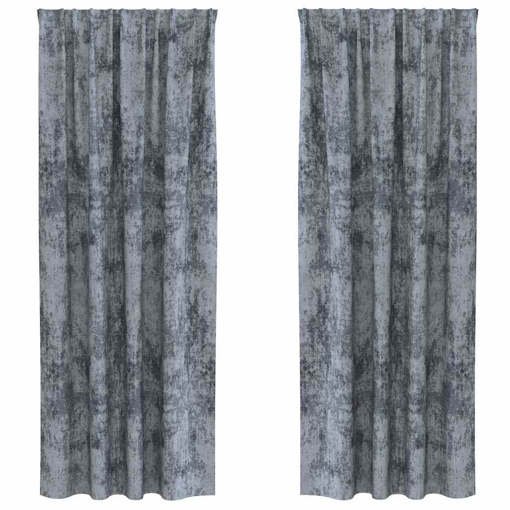 Curtain with Curtains 2 pcs Silver grey 245 x 140 cm Velvet